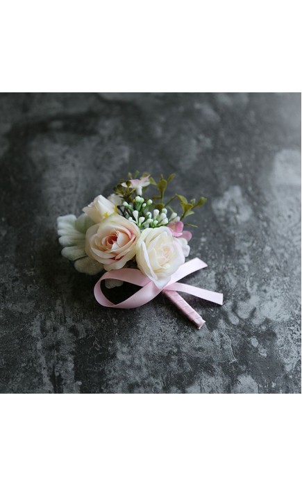 Classic Free-Form Silk Flower Boutonniere (Sold in a single piece) - Boutonniere