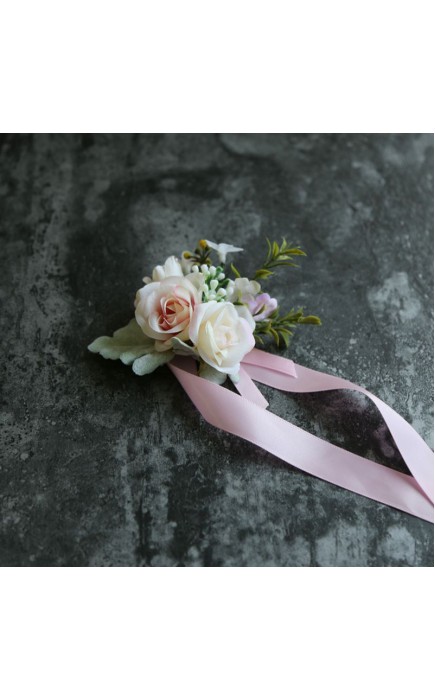 Girly Free-Form Silk Flower Wrist Corsage (Sold in a single piece) - Wrist Corsage