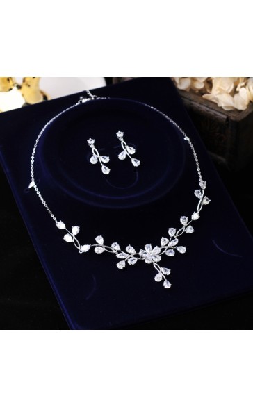 Ladies' Elegant Alloy With Irregular Cubic Zirconia Bridal Sets Jewelry Sets