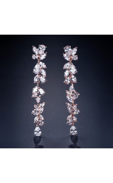 Ladies' Beautiful Alloy With Irregular Cubic Zirconia Earrings