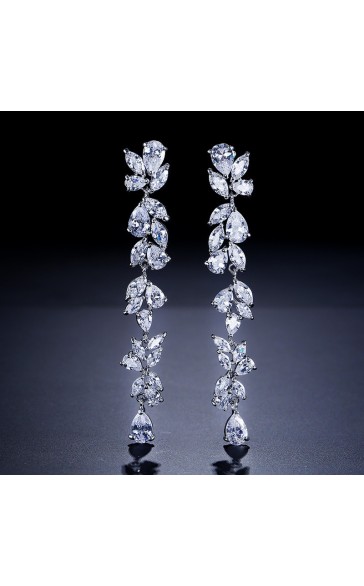 Ladies' Beautiful Alloy With Irregular Cubic Zirconia Earrings