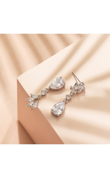 Ladies' Beautiful Alloy With Irregular Cubic Zirconia Earrings