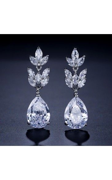 Ladies' Beautiful Alloy With Irregular Cubic Zirconia Earrings