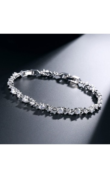 Ladies' Beautiful Alloy With Irregular Cubic Zirconia Bracelets