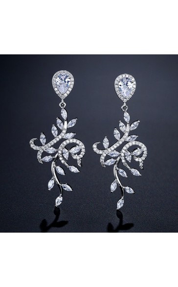 Ladies' Fashionable Alloy With Irregular Cubic Zirconia Earrings