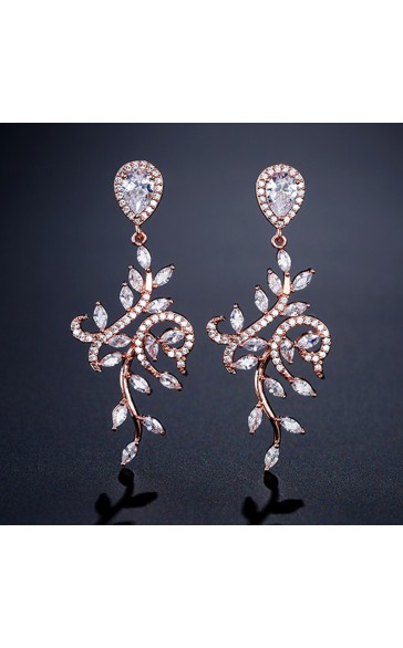 Ladies' Fashionable Alloy With Irregular Cubic Zirconia Earrings