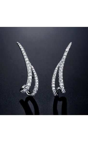 Ladies' Fashionable Alloy With Irregular Cubic Zirconia Earrings