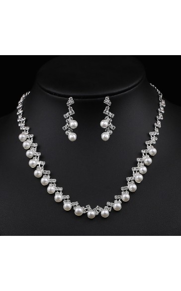 Ladies'/Couples' Elegant/Fashionable/Classic Alloy With Irregular Pearl/Cubic Zirconia Jewelry Sets For Her