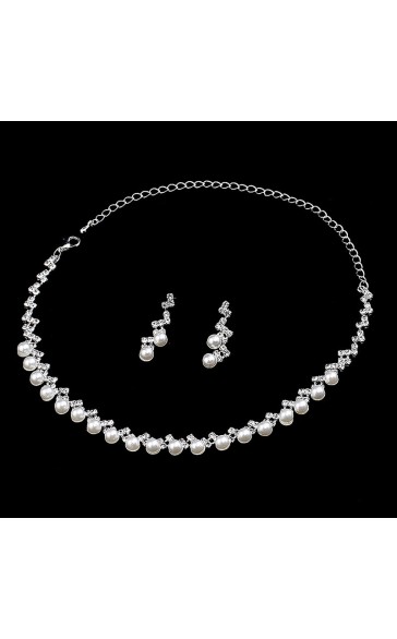 Ladies'/Couples' Elegant/Fashionable/Classic Alloy With Irregular Pearl/Cubic Zirconia Jewelry Sets For Her