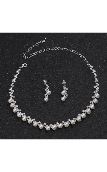 Ladies'/Couples' Elegant/Fashionable/Classic Alloy With Irregular Pearl/Cubic Zirconia Jewelry Sets For Her