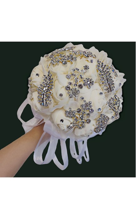 Pretty/Fancy/Fascinating/Graceful Round Satin/Rhinestone Bridal Bouquets -