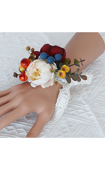 Pretty/Fancy/Fascinating/Graceful Free-Form Silk Flower Wrist Corsage/Boutonniere/Wedding Bouquet sets -