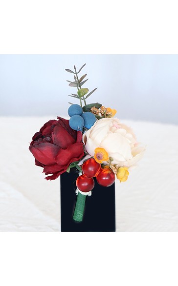 Pretty/Fancy/Fascinating/Graceful Free-Form Silk Flower Wrist Corsage/Boutonniere/Wedding Bouquet sets -