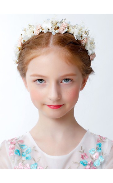 Flower Girl Alloy/Imitation Pearls Tiaras With Rhinestones/Applique/Faux Pearl