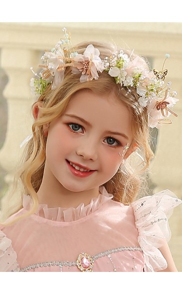 Flower Girl Tulle/Alloy/Sequin/Plastic Tiaras With Lace/Flower/Sequin/Pearl