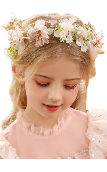 Flower Girl Tulle/Alloy/Sequin/Plastic Tiaras With Lace/Flower/Sequin/Pearl