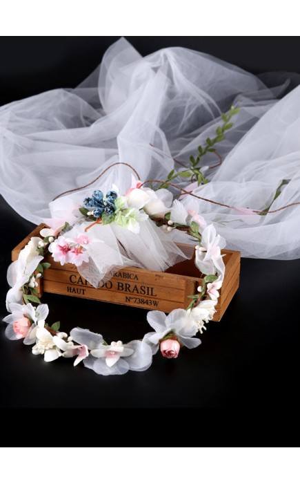 Flower Girl Alloy/Artificial Flower Tiaras With Lace/Flower