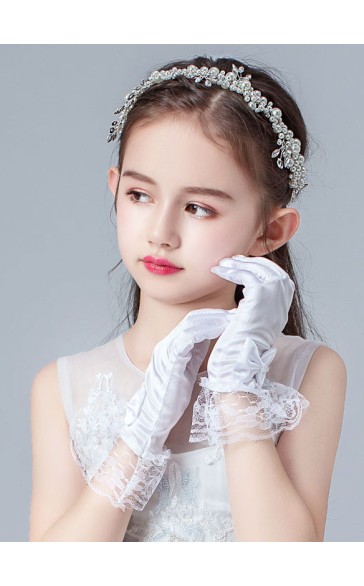 Flower Girl Elastic Satin/Lace With Lace