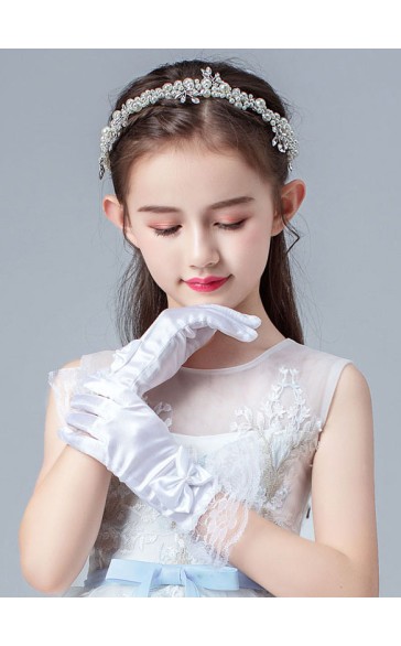 Flower Girl Elastic Satin/Lace With Lace