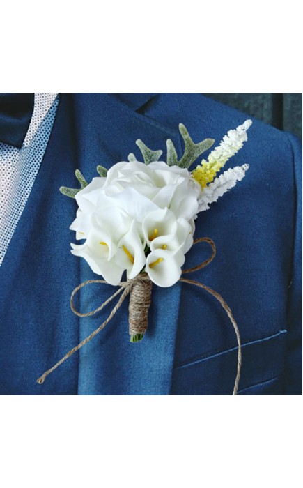 Elegant Free-Form Silk Flower Boutonniere - Boutonniere