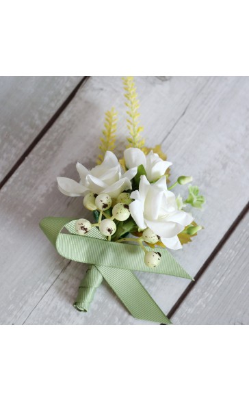 Elegant Free-Form Silk Flower Boutonniere - Boutonniere