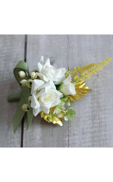 Elegant Free-Form Silk Flower Boutonniere - Boutonniere