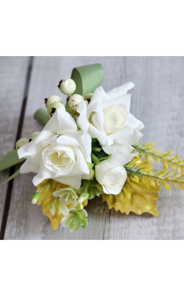 Elegant Free-Form Silk Flower Boutonniere - Boutonniere