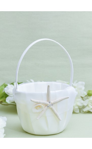 Flower Girl Satin Flower Basket With Sequin/Faux Pearl