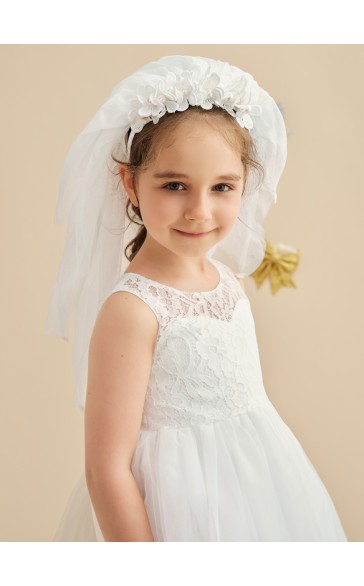 Flower Girl Polyester/Lace Tiaras With Applique/Pearl/Petals