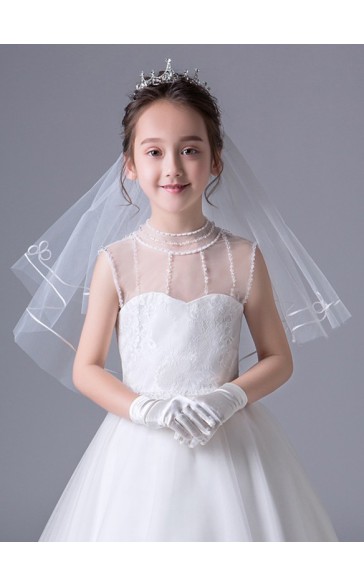 Flower Girl Tulle Veils With Ribbon