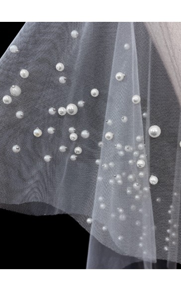 Flower Girl Tulle/Imitation Pearls Wraps With Beading