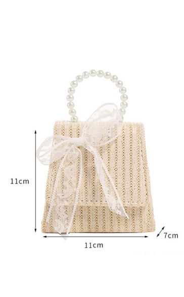 Flower Girl Polyester/Imitation Pearls Handbag With Ribbon/Faux Pearl