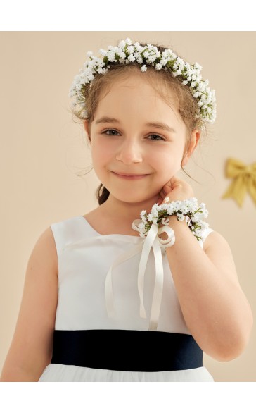 Flower Girl PU/Plastic Tiaras/Wristband With Ribbons (Set of 2 pieces)