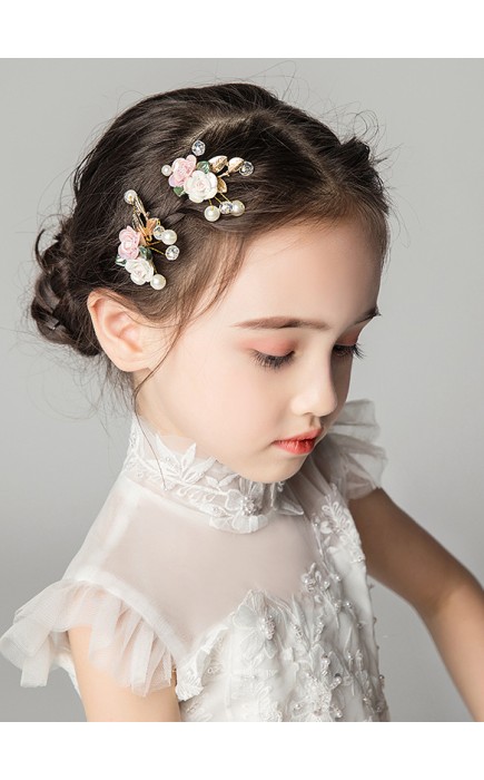 Flower Girl Polyester/Alloy/Imitation Pearls/Artificial Flower Tiaras With Flower/Sequin/Pearl (Set of 3 pieces)