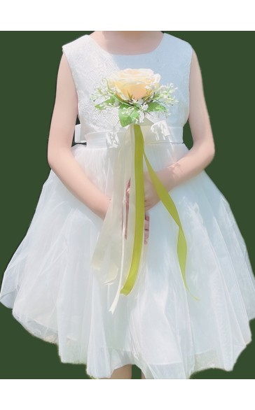 Flower Girl Polyester/Artificial Flower With Flower/Ribbons