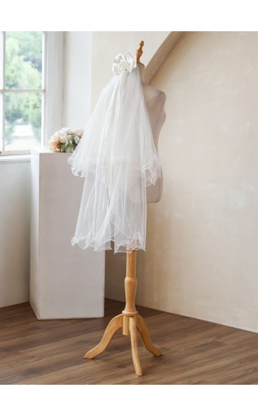 Flower Girl Tulle/Satin/Imitation Pearls/Lace Veils With Faux Pearl