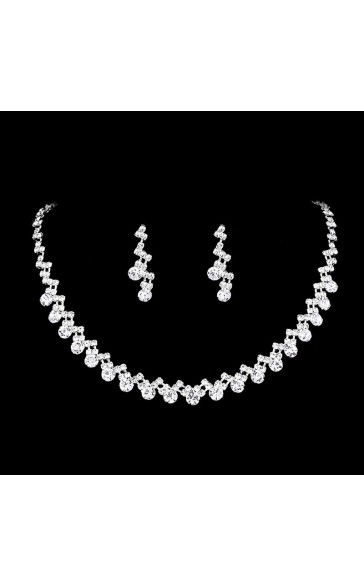 Ladies' Elegant/Beautiful/Classic/Pretty/Attractive Alloy With Round Rhinestone Jewelry Sets