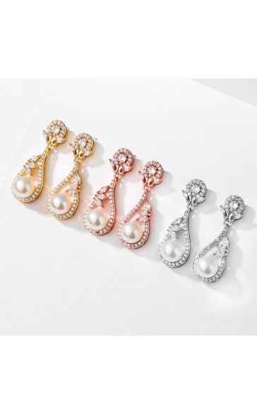 Ladies' Elegant/Beautiful/Classic/Pretty/Attractive Alloy With Oval Rhinestone Earrings