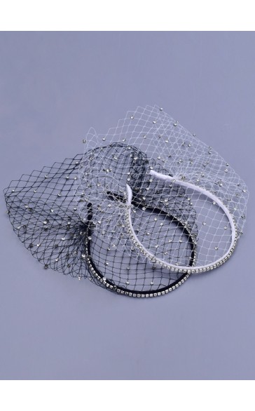 One-tier Birdcage Veils With Rhinestones