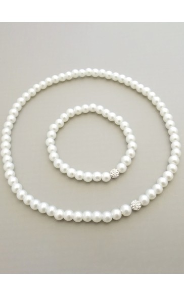 Flower Girl Imitation Pearls/Rhinestones/Elastic Jewelry Sets With Imitation Pearls/Rhinestones (Set of 2)