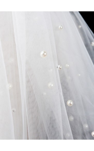 Flower Girl Tulle/Imitation Pearls/Lace Veils With Imitation Pearls/Applique