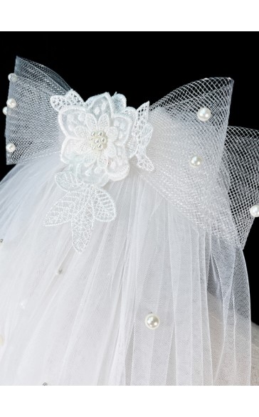 Flower Girl Tulle/Imitation Pearls/Lace Veils With Imitation Pearls/Applique