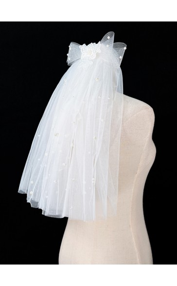 Flower Girl Tulle/Imitation Pearls/Lace Veils With Imitation Pearls/Applique