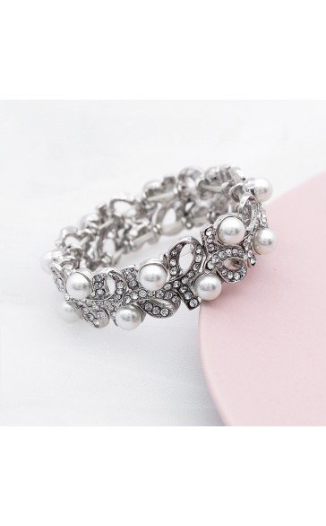 Beautiful/Charming/Attractive Alloy With Round Rhinestone/Imitation Pearls Bracelets