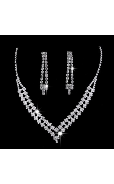 Ladies' Beautiful/Attractive Alloy With Round Rhinestone Jewelry Sets