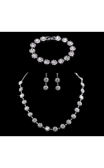 Ladies' Beautiful/Attractive Alloy With Round Rhinestone Jewelry Sets