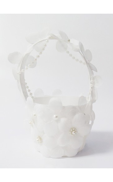 Flower Girl Polyester/Plastic Flower Basket With Applique/Beading