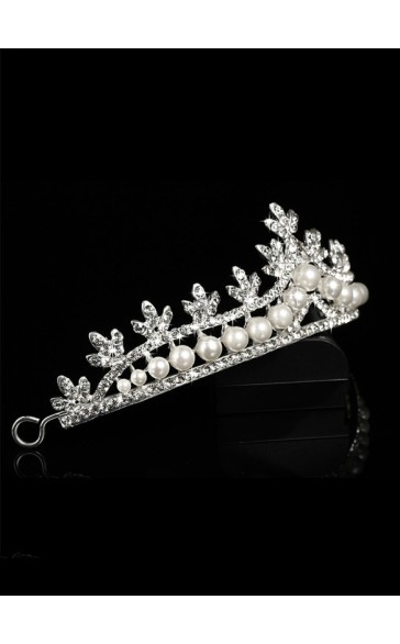 Flower Girl Alloy/Imitation Pearls/Rhinestones Tiaras With Rhinestones/Beading