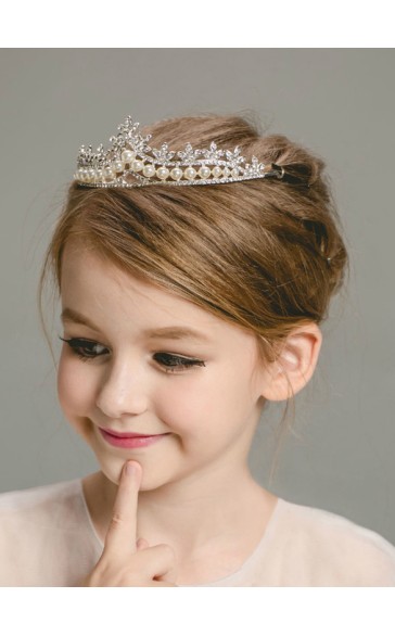 Flower Girl Alloy/Imitation Pearls/Rhinestones Tiaras With Rhinestones/Beading