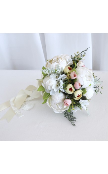 Round Silk Flower Bridesmaid Bouquets -